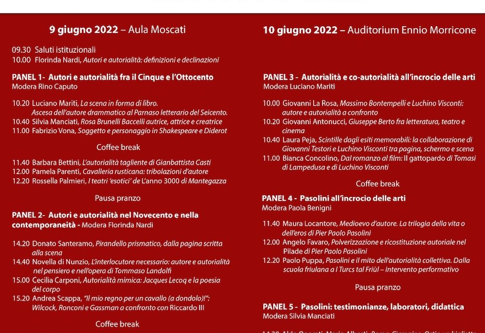 Convegno Culture del Teatro Moderno e Contemporaneo