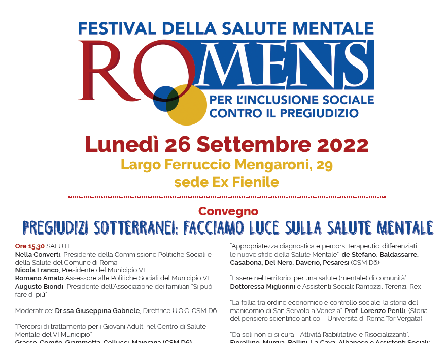 Festival della salute mentale – 26 settembre 2022