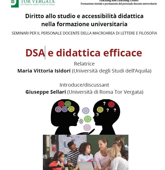 DSA e didattica efficace Mercoledì 12 marzo 2025 ore 14.00 – 15.00