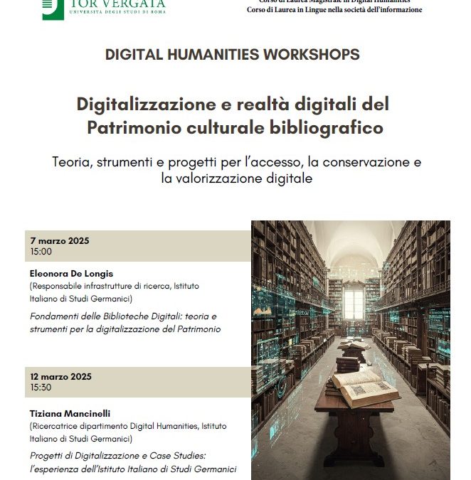 Digitalizzazione e realtà digitali del Patrimonio culturale bibliografico – Marzo 2025
